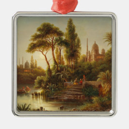 Asiatische Landschaft im Abend Licht (Sunset Art) Ornament Aus Metall