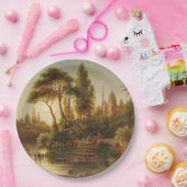 Asiatische Landschaft im Abend Licht (Sunset Art) Pappteller (Party)