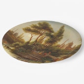 Asiatische Landschaft im Abend Licht (Sunset Art) Pappteller (Schrägansicht)