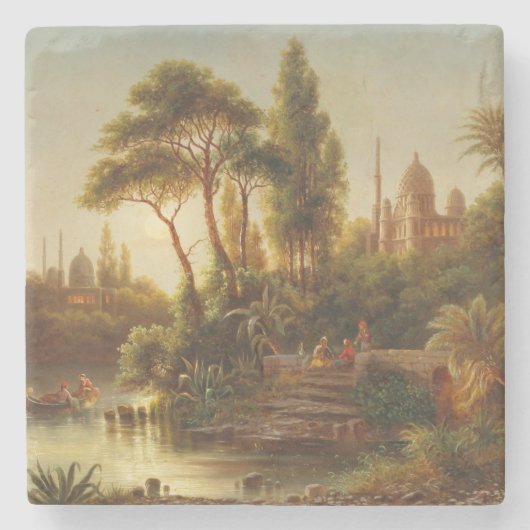 Asiatische Landschaft im Abend Licht (Sunset Art) Steinuntersetzer (Vorderseite)