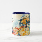 Asiatische Landschaft mit Pagoda Tasse (Zentrum)