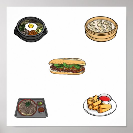 Asiatische Lebensmittelsammlung Poster (Vorne)