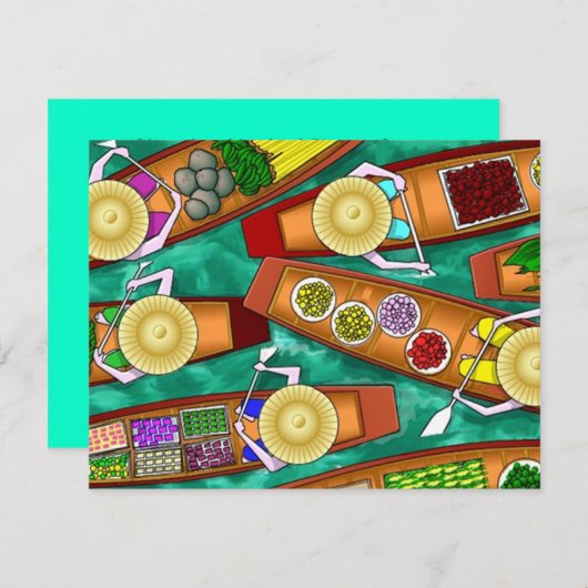 ASIATISCHE LECKEREIEN PARTY BOOT INVITATION EZ2 CU EINLADUNG (Vorne/Hinten)