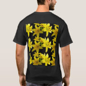 Asiatische Lilien auf schwarz T-Shirt (Rückseite)