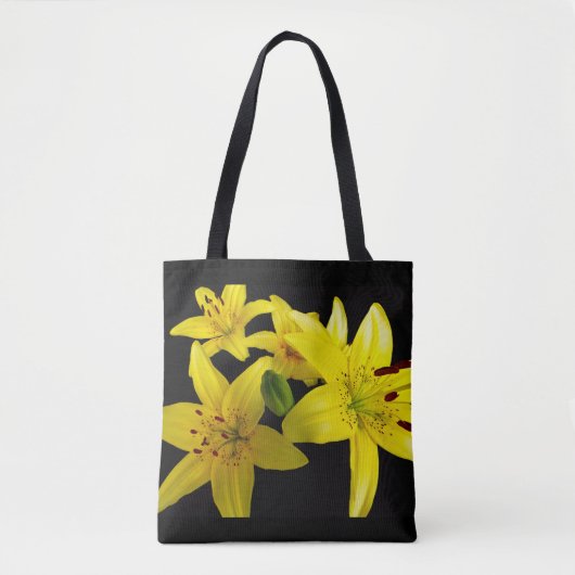 Asiatische Lilien auf schwarz Tasche (Vorderseite)