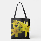 Asiatische Lilien auf schwarz Tasche (Rückseite)