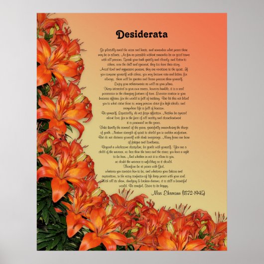 Asiatische Lilien Desiderata Poster (Vorne)