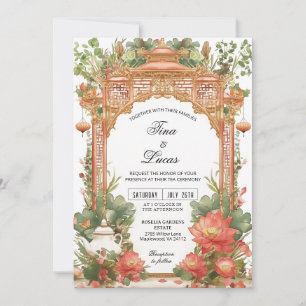 Asiatische Lotus-Tea-Ceremony-Hochzeitseinladung Einladung