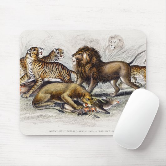 Asiatische Löwe, Löwe, Bengalischer Tiger, Leopard Mousepad (Mit Mouse)