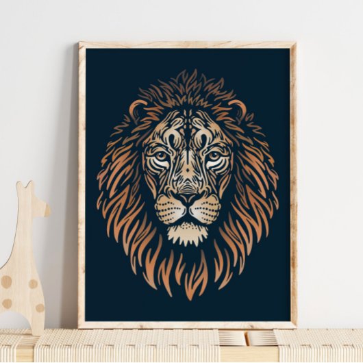Asiatische Löwe Wildlife Print | Lion Print Poster
