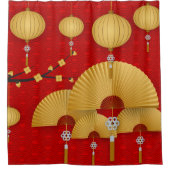 Asiatische Lüfter und Lampen Duschvorhang (Vorderseite)