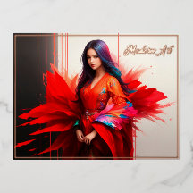 Asiatische Mädchen Kimono blass leuchtend abstrakt