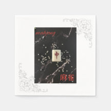 Asiatische Mahjong-Serviette mit dem Roten Drachen