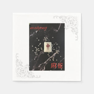 Asiatische Mahjong-Serviette mit dem Roten Drachen Serviette