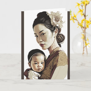 Asiatische Mutter und Kind, Muttertagskarte Karte