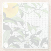 Asiatische Orangenblüten im Kanji Hintergrund Glasuntersetzer (Rückseite)