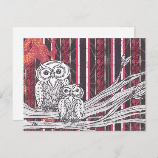Asiatische Owls Postkarte (Vorne/Hinten)
