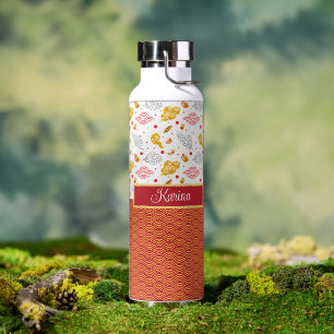 Asiatische Ozeanwellen, Wolken abstrakt monogrammi Trinkflasche