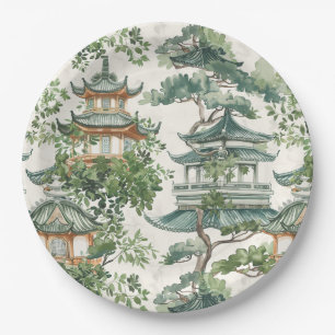 Asiatische Pagode in Verdant Landscape (10) Pappteller