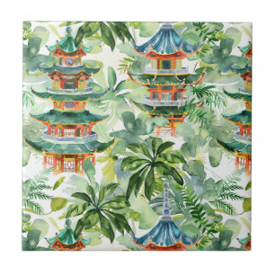 Asiatische Pagode in Verdant Landscape (11) Fliese