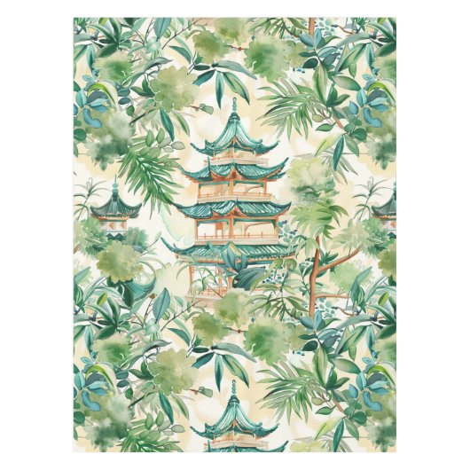 Asiatische Pagode in Verdant Landscape (12) Tischdecke (Vorderseite)