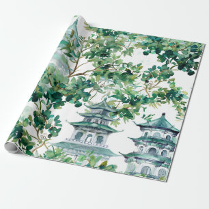 Asiatische Pagode in Verdant Landscape (15) Geschenkpapier