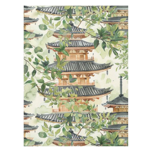 Asiatische Pagode in Verdant Landscape (16) Tischdecke (Vorderseite)