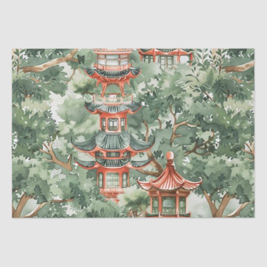 Asiatische Pagode in Verdant Landscape (17) Seidenpapier (Vorderseite)