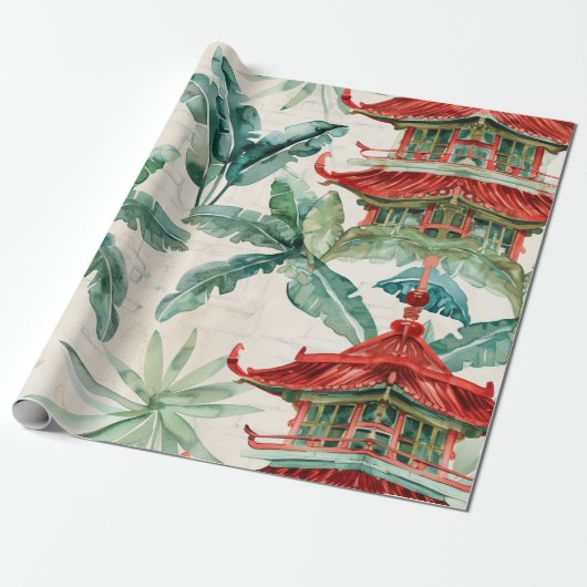 Asiatische Pagode in Verdant Landscape (2) Geschenkpapier (Ungerollt)