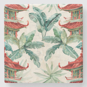 Asiatische Pagode in Verdant Landscape (2) Steinuntersetzer
