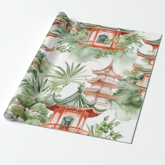 Asiatische Pagode in Verdant Landscape (3) Geschenkpapier (Ungerollt)