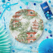 Asiatische Pagode in Verdant Landscape (3) Pappteller (Party)