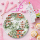 Asiatische Pagode in Verdant Landscape (3) Pappteller (Party)