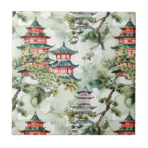 Asiatische Pagode in Verdant Landscape (4) Fliese
