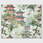 Asiatische Pagode in Verdant Landscape (4) Geschenkpapier (Flach)