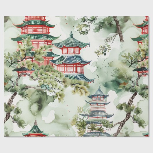 Asiatische Pagode in Verdant Landscape (4) Geschenkpapier (Flach)