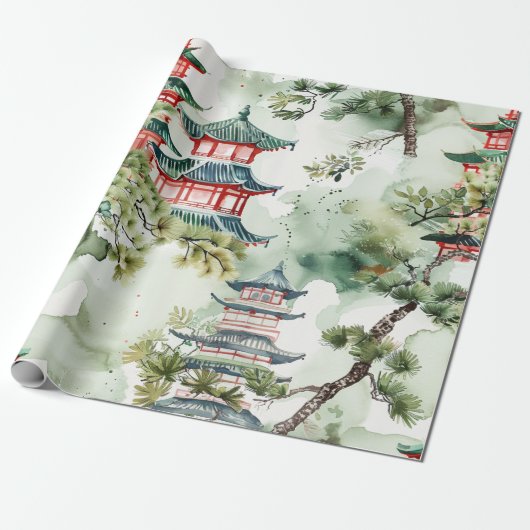 Asiatische Pagode in Verdant Landscape (4) Geschenkpapier (Ungerollt)