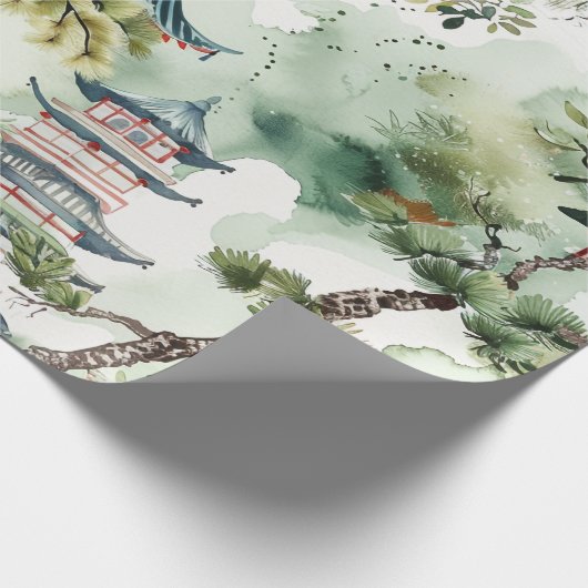 Asiatische Pagode in Verdant Landscape (4) Geschenkpapier (Ecke)