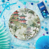 Asiatische Pagode in Verdant Landscape (4) Pappteller (Party)