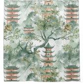 Asiatische Pagode in Verdant Landscape (5) Duschvorhang (Vorderseite)