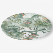 Asiatische Pagode in Verdant Landscape (5) Pappteller (Schrägansicht)