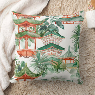Asiatische Pagode in Verdant Landscape (7) Kissen