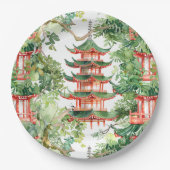 Asiatische Pagode in Verdant Landscape (9) Pappteller (Vorderseite)