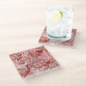 Asiatische Paisley-Elemente, boho Vintag. Glasuntersetzer (Schrägansicht)