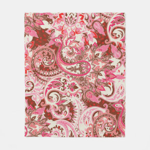 Asiatische Paisley-Elemente, Boho-Vintage. Fleecedecke