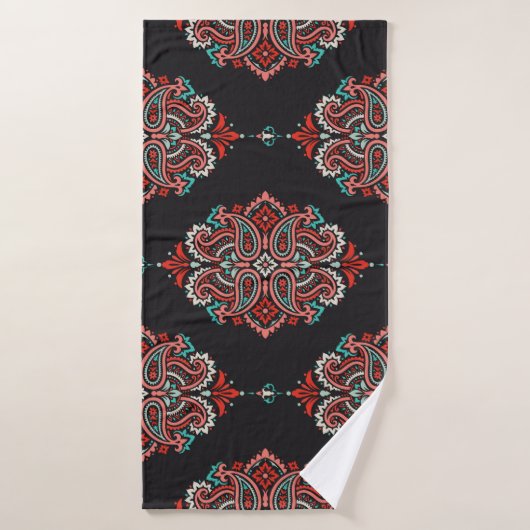 Asiatische Paisley-Elemente, boho Vintage Muster. Badehandtuch (Badehandtuch)