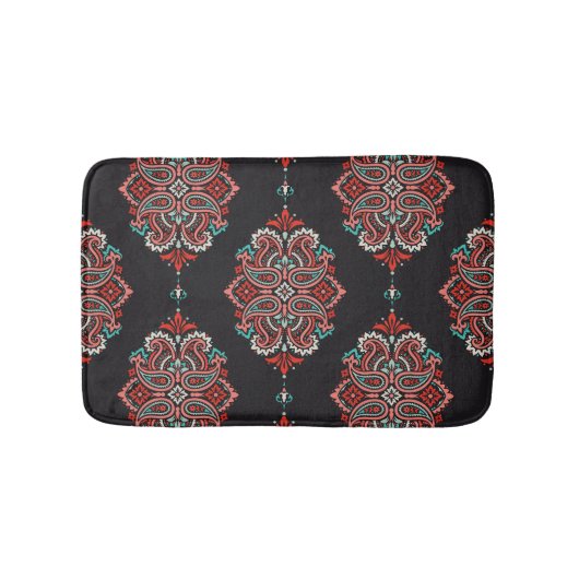 Asiatische Paisley-Elemente, boho Vintage Muster. Badematte (Vorderseite)