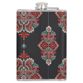 Asiatische Paisley-Elemente, boho Vintage Muster. Flachmann (Rückseite)