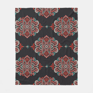 Asiatische Paisley-Elemente, boho Vintage Muster. Fleecedecke