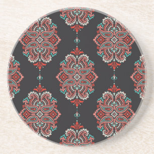 Asiatische Paisley-Elemente, boho Vintage Muster. Getränkeuntersetzer